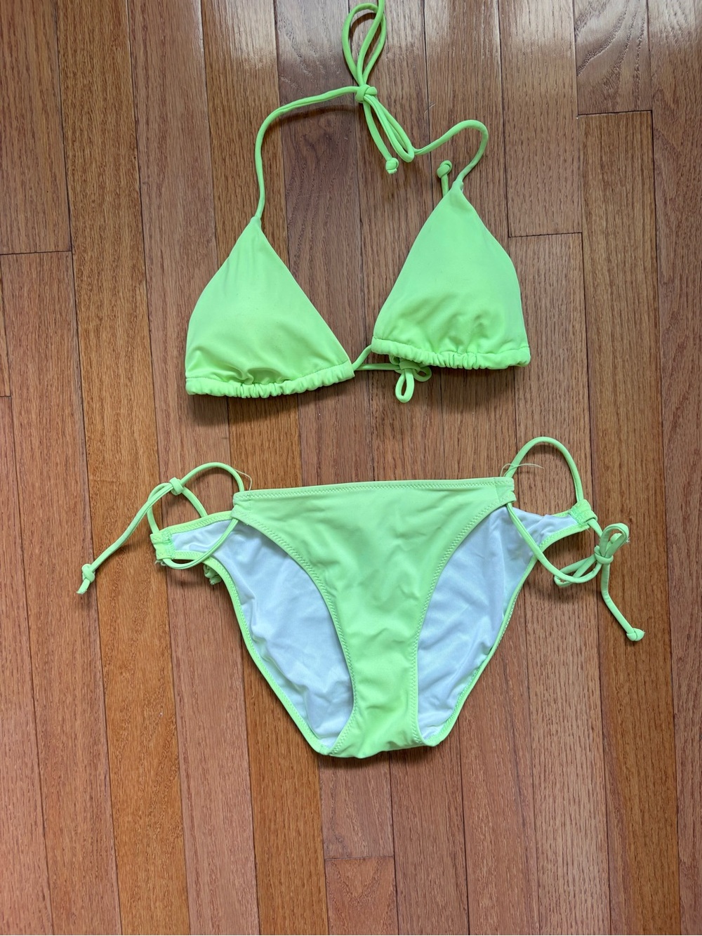 Victoria's Secret Neon Lime Triangle Tie-Side Bikini